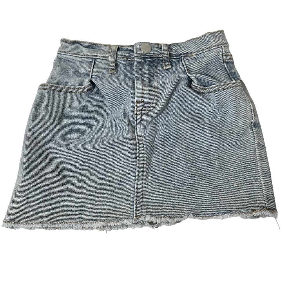 Gianni Bini Girls Raw Hem Stretchy Mini Denim Light Wash Skirt Size 5